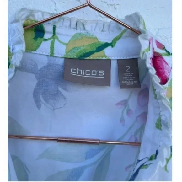 Chicos Womens Long Sleeve Printed Floral Jacket Sz 2 - Picture 9 of 11